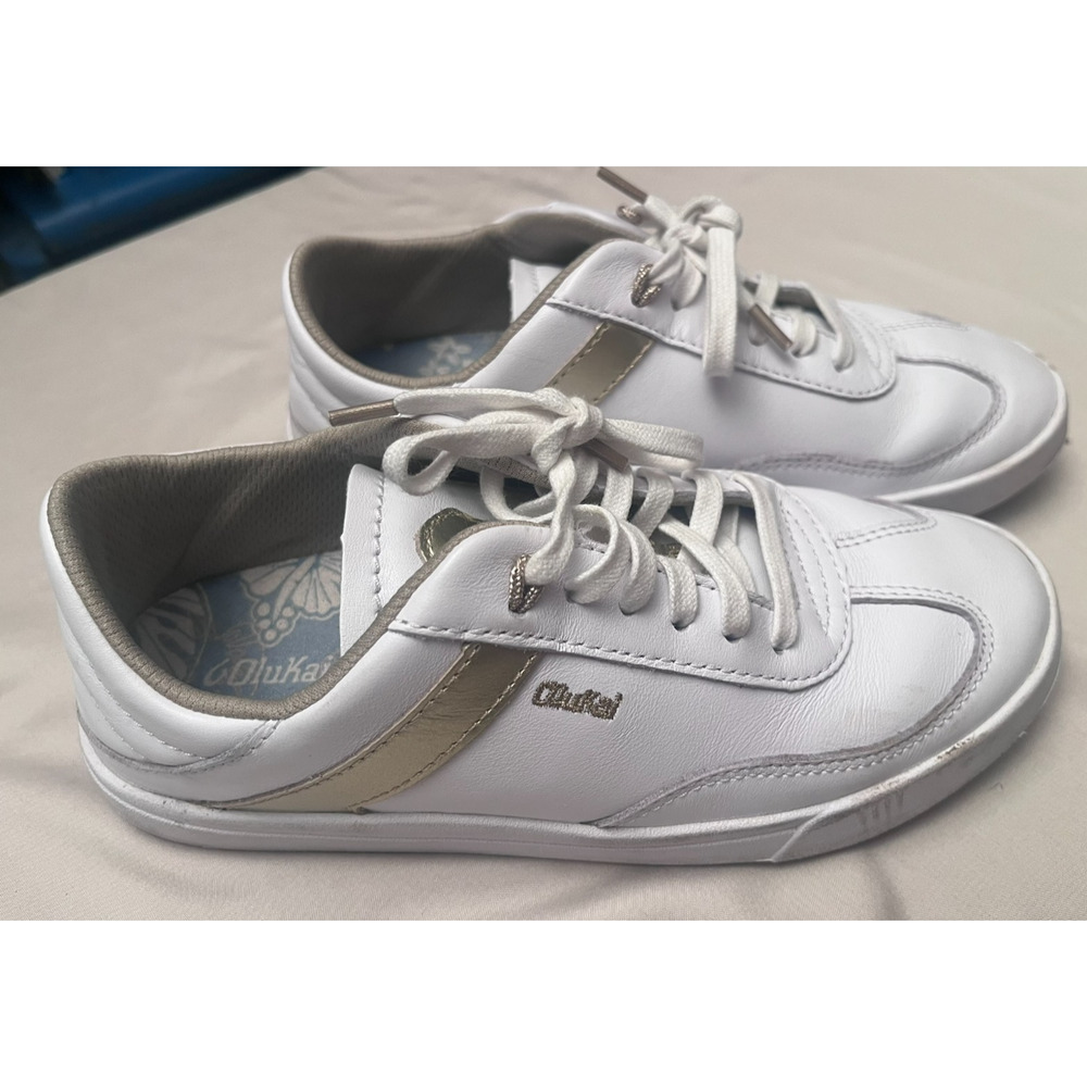 Olukai Women Haupu 20493-4R4R White Leather Casual Shoes Sneakers Size 6 retro
